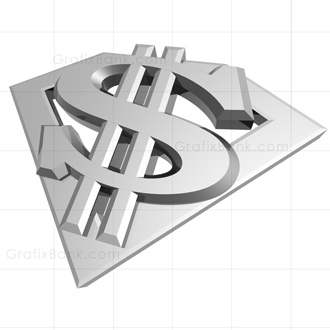 3D Marketing Graphic- Silver Super Dollar Sign 01