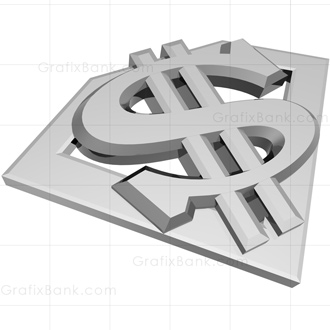 3D Marketing Graphic- Silver Super Dollar Sign 02